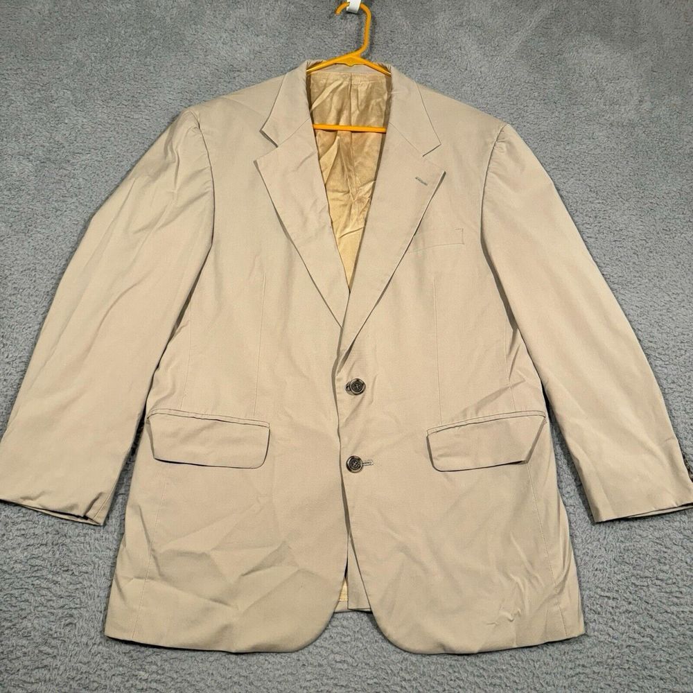 L.L. Bean Mens Suit Jacket Size 40R Beige Lined Pocketed Two Buttons USA - Picture 1 of 11
